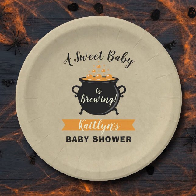 Assiettes En Carton Un Bébé Doux Brasse Le Baby shower D'Halloween (Créateur téléchargé)