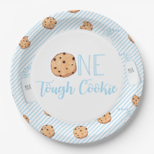 Assiettes En Carton Un biscuit dur Lait et biscuits bleu Anniversaire