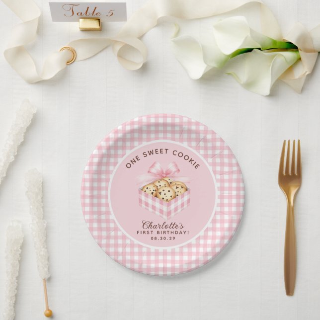 Assiettes En Carton Un biscuit intelligent Filles premier anniversaire (Mariage)