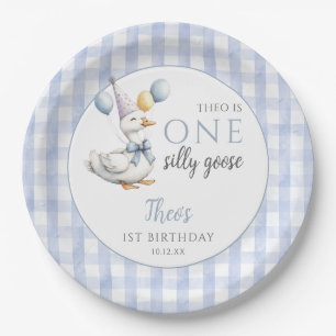 Assiettes En Carton Un bleu d'oie soyeux En vichy ballons Anniversaire