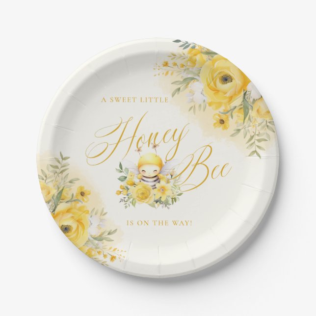 Assiettes En Carton Un doux Baby shower d'abeilles au miel (Devant)