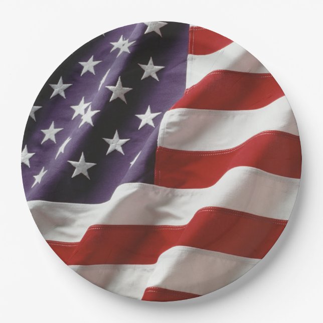 Assiettes En Carton Un drapeau américain - États-Unis (Devant)