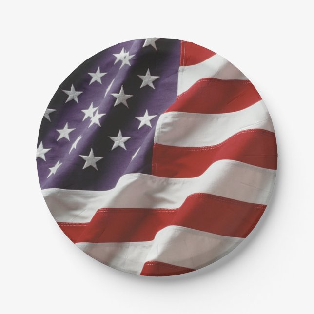 Assiettes En Carton Un drapeau américain - États-Unis (Devant)