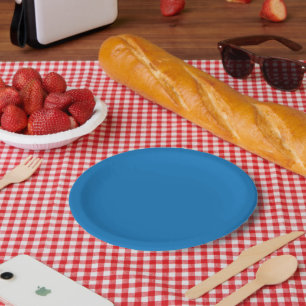 Assiettes En Carton un fond bleu avec une horloge noir et blanc