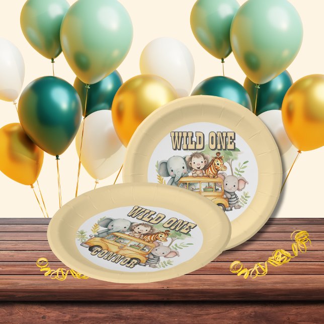 Assiettes En Carton Un garçon sauvage anniversaire animaux safari (Créateur téléchargé)