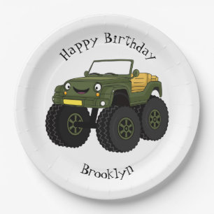 Assiettes En Carton Un Green Monster truck