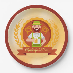 Assiettes En Carton Un homme de l'Oktoberfest en Casquette alpin avec