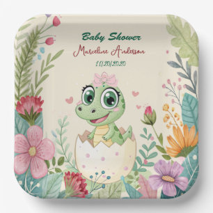 Assiettes En Carton un joli petit Dinosaure Aquarelle Hatching Bientôt