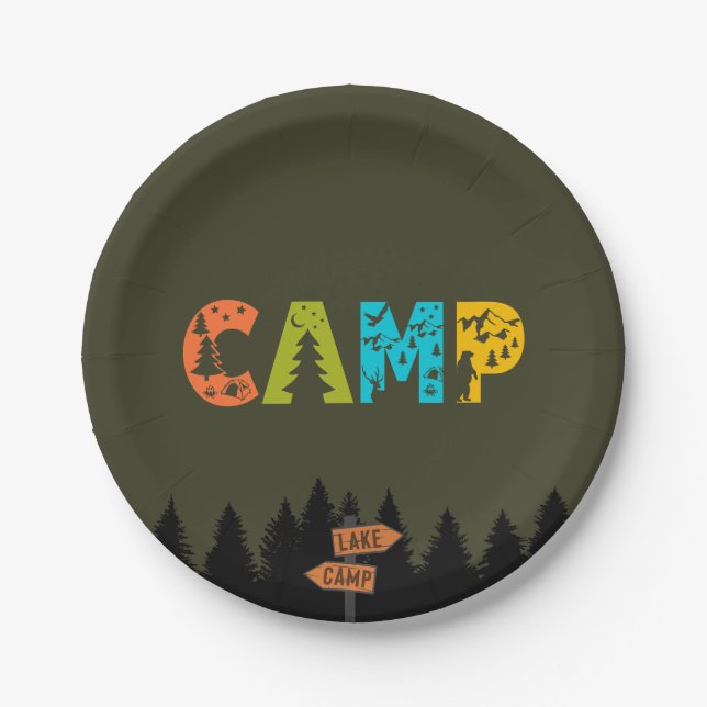Assiettes En Carton Un Joyeux Camper Photo Enfants d'Anniversaire (Devant)