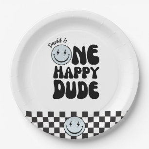 Assiettes En Carton Un joyeux Dude bleu joyeux visage anniversaire