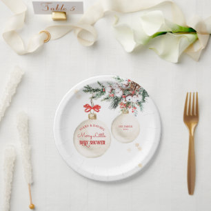 Assiettes En Carton Un joyeux petit Baby shower de Noël moderne