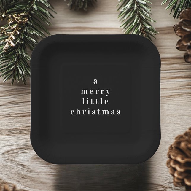 Assiettes En Carton "Un joyeux petit Noël noir et blanc (Créateur téléchargé)