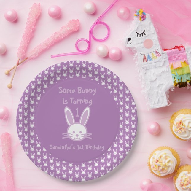Assiettes En Carton Un Lapin Tourne Une Plaque Papier Anniversaire (Fête)