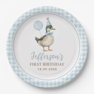 Assiettes En Carton Un Lucky Bébé Bleu Bleu Bleu 1er anniversaire