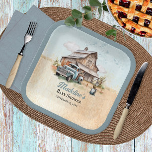 Assiettes En Carton Un mignon petit Baby shower agricole