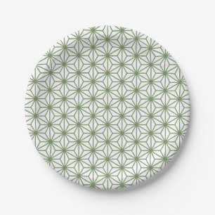 Assiettes En Carton Un motif continu de formes géométriques vertes ent
