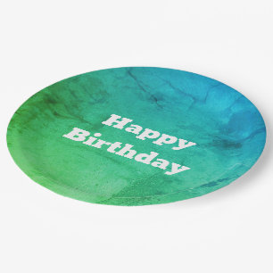 Assiettes En Carton Un Motif dans les plaques d'anniversaire Turquoise