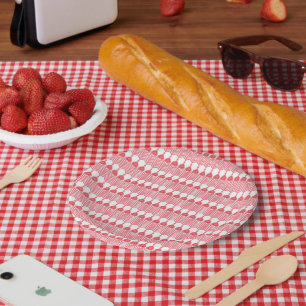 Assiettes En Carton Un motif géométrique rouge et rose présentant inte