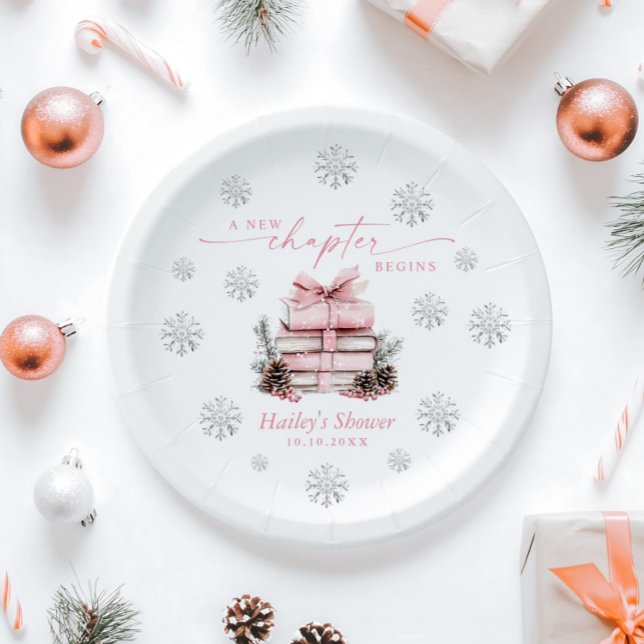 Assiettes En Carton Un nouveau chapitre commence, Baby shower d'hiver  (Créateur téléchargé)