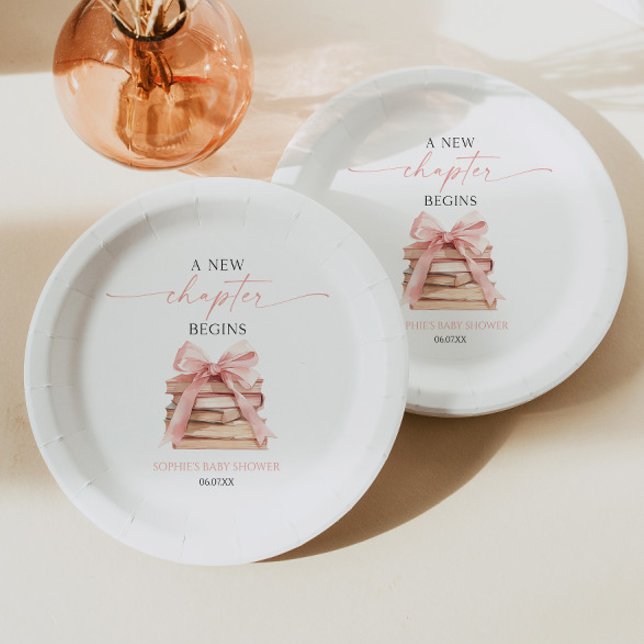 Assiettes En Carton Un nouveau chapitre commence le Baby shower de liv (Créateur téléchargé)