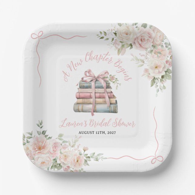 Assiettes En Carton Un nouveau chapitre commence Shower de mariage (Recto)
