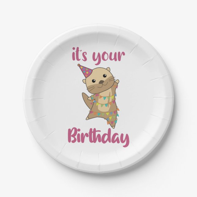 Assiettes En Carton Un Otter Anniversaire Souhaite Joli Otter Cl Adult (Devant)