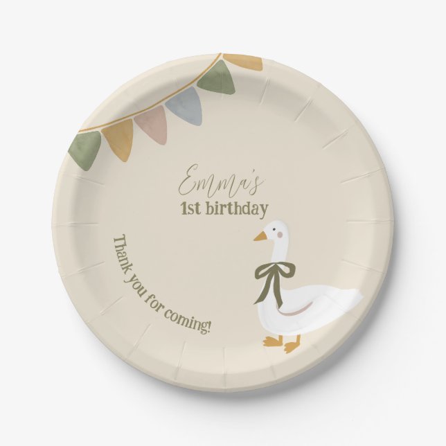 Assiettes En Carton Un parti Anniversaire de enfant d'oie sotte (Devant)