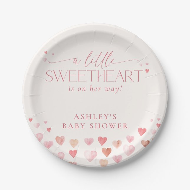 Assiettes En Carton Un Petit Amoureux, Baby shower Rose Girl (Devant)