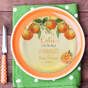 Assiettes En Carton Un petit Baby shower d'aquarelle Citrus Cutie