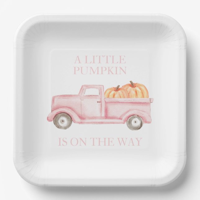 Assiettes En Carton Un petit baby shower de camion rose clair Citrouil (Recto)