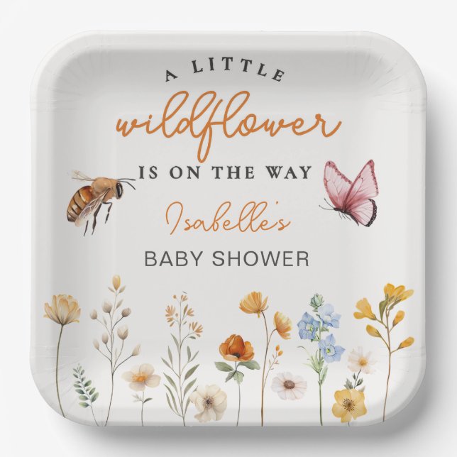 Assiettes En Carton Un petit Baby shower de fille Fleur sauvage (Recto)