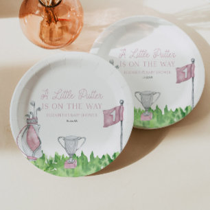 Assiettes En Carton Un Petit Baby shower De Golf Rose Putter