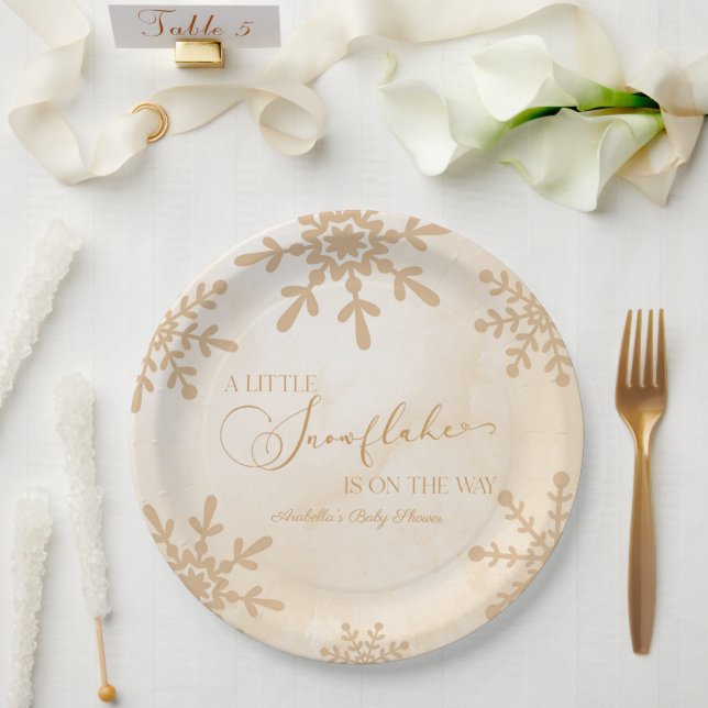 Assiettes En Carton Un petit Baby shower de Wonderland Winter Flocon d (Mariage)