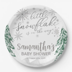 Assiettes En Carton Un petit Baby shower d'hiver de flocon de neige