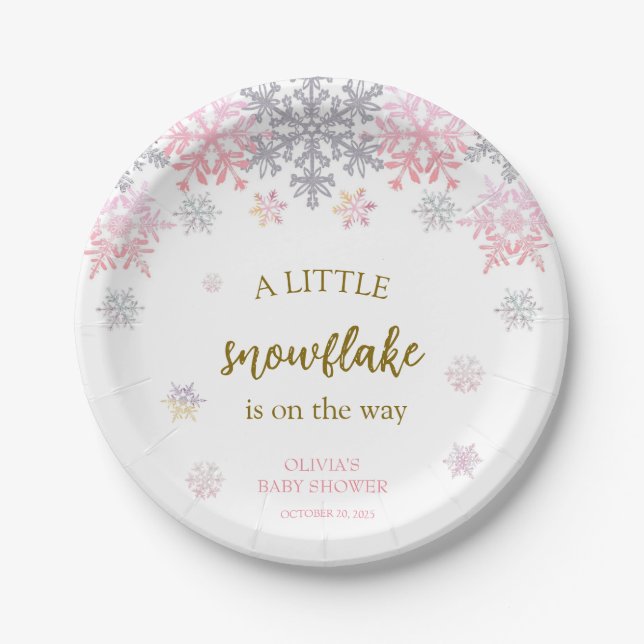 Assiettes En Carton Un petit baby shower Snowflake (Devant)