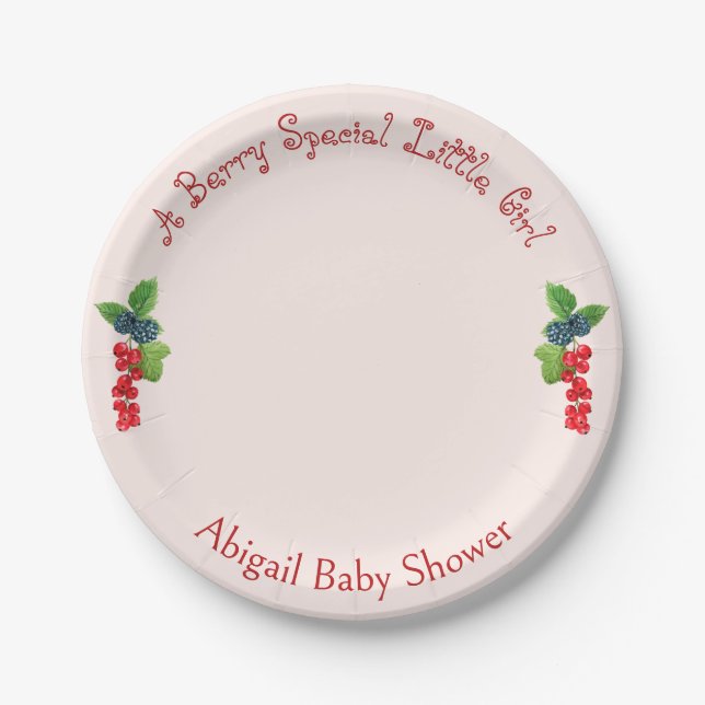 Assiettes En Carton Un petit Baby shower spécial Berry Girl Blush (Devant)