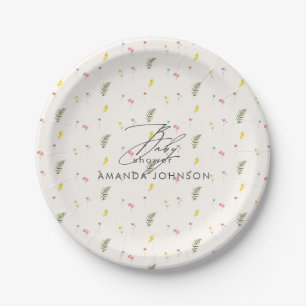 Assiettes En Carton Un petit bébé fleur sauvage en fleur bébé Plaque e