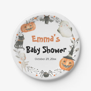 Assiettes En Carton Un Petit Boo Halloween Plaques de papier Baby show