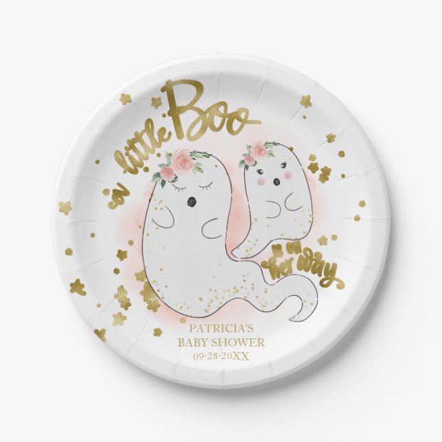 Assiettes En Carton Un Petit Boo Joli Baby shower Fille Halloween (Devant)