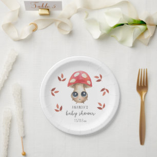Assiettes En Carton Un petit champignon est en route - Baby shower