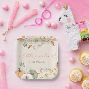 Assiettes En Carton Un Petit Citrouille Anniversaire d'automne