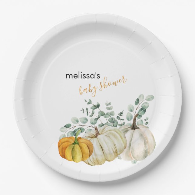 Assiettes En Carton Un petit citrouille est en baby shower (Devant)