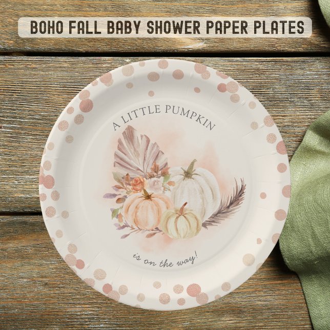 Assiettes En Carton Un petit Citrouille sur le Baby shower automnal (Créateur téléchargé)