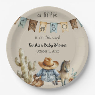 Assiettes En Carton Un petit cowboy est sur le chemin Baby shower serv