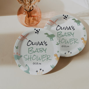 Assiettes En Carton Un petit Dino Dans La Façon Dinosaur Baby shower