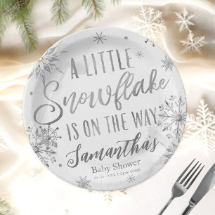Assiettes En Carton Un petit flocon de neige est en route Baby Shower