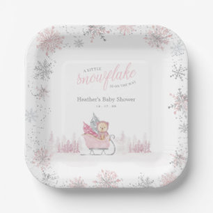 Assiettes En Carton Un petit flocon de neige est sur le baby shower
