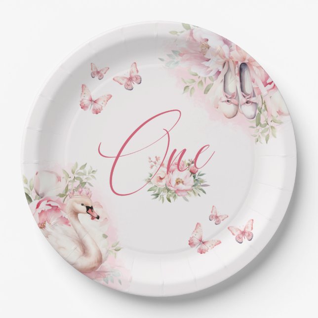 Assiettes En Carton Un petit lac de cygne de Ballerina Premier anniver (Devant)