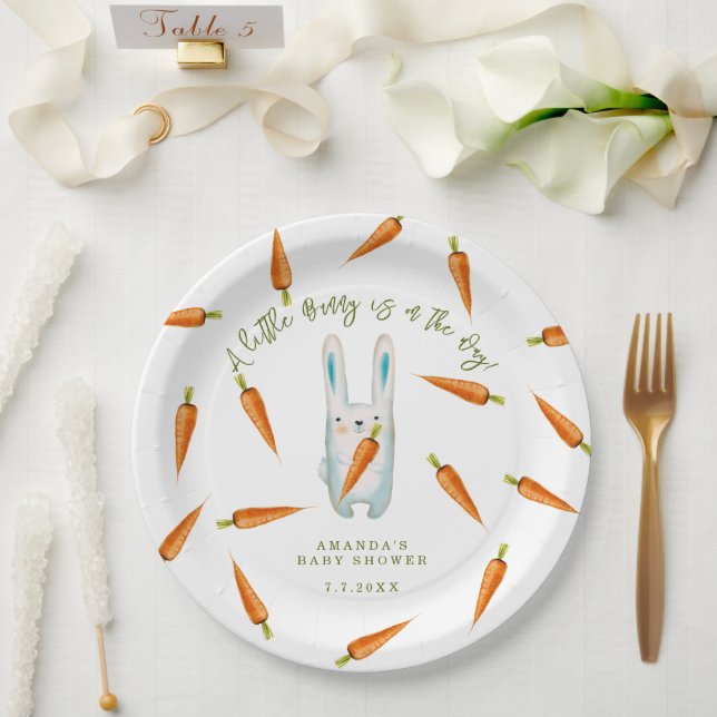 Assiettes En Carton Un petit lapin est en route ! Baby shower (Mariage)