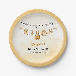 Assiettes En Carton Un petit miel en route Baby Shower linge à linge